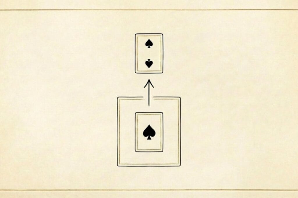 カードを組札（Foundation）へ移動して積み上げる操作図（ソリティアの進行イメージ）