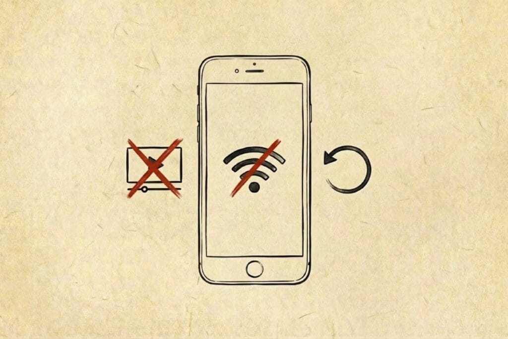 スマホのWi-Fiオフ表示と広告禁止アイコンが描かれた図（ソリティアをオフライン・広告なしで遊ぶ条件の説明）